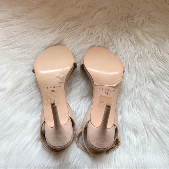 *SOLD* New! SANDRO Paris Nina Chain Tan Suede Sandals - Picture 12 of 14